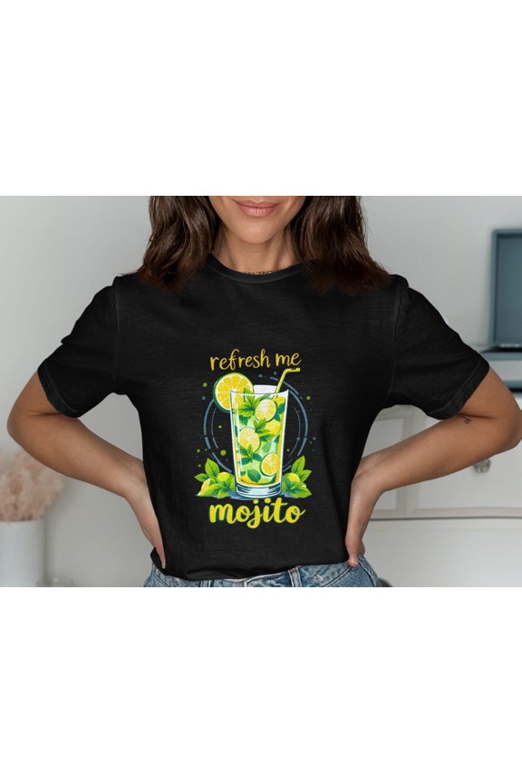 Refresh Me Mojito T Shirt Summer Drink Fashionable Graphic Tee Gift For Cocktail Lovers Unique Lemon Mint Design