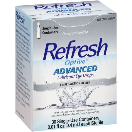 Refresh Optive Advance Triple Action Optical Drops, Unisex, 30ct, 2-Pack
