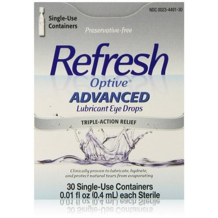 Refresh Optive Advance Visual Triple Action Optical Drops, Unisex, 30Ct