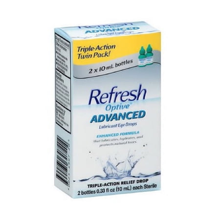 Refresh Optive Advanced Lubricant Eye Drops Twin Pack - 10 Ml, 2 Pack