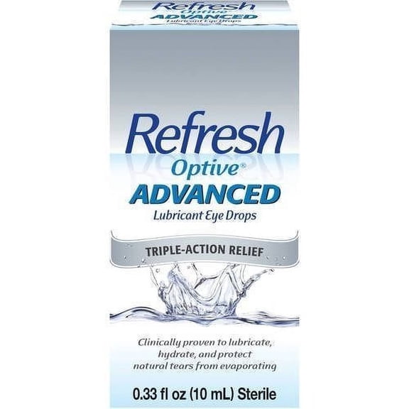 Refresh Optive Lipid Lubricant Triple-Action Relief Eye Drop 0.33oz,12-Pack