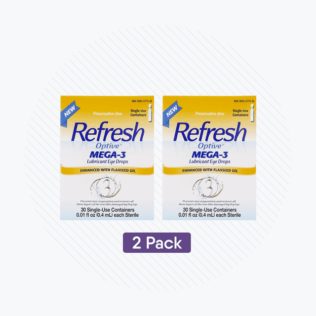 Refresh Optive Lubricant Eye Drops, Mega3 (2 x 30 pack) 60ct Pack
