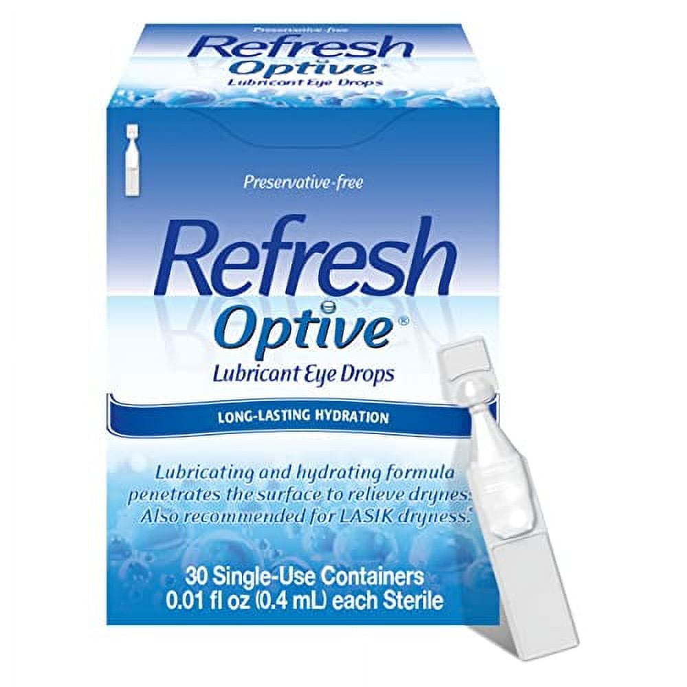 Refresh Optive Lubricant Eye Drops, PreservativeFree, 0.01 Fl Oz SingleUse Containers, 30