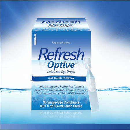 Refresh Optive Lubricant Eye Drops Preservative-Free Tears, 0.4 ml, 30 Count