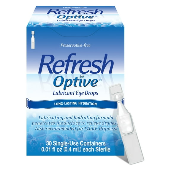 Refresh Optive Preservative-Free Artificial Tears Lubricant Eye Drops, 0.4 ml, 30 Count