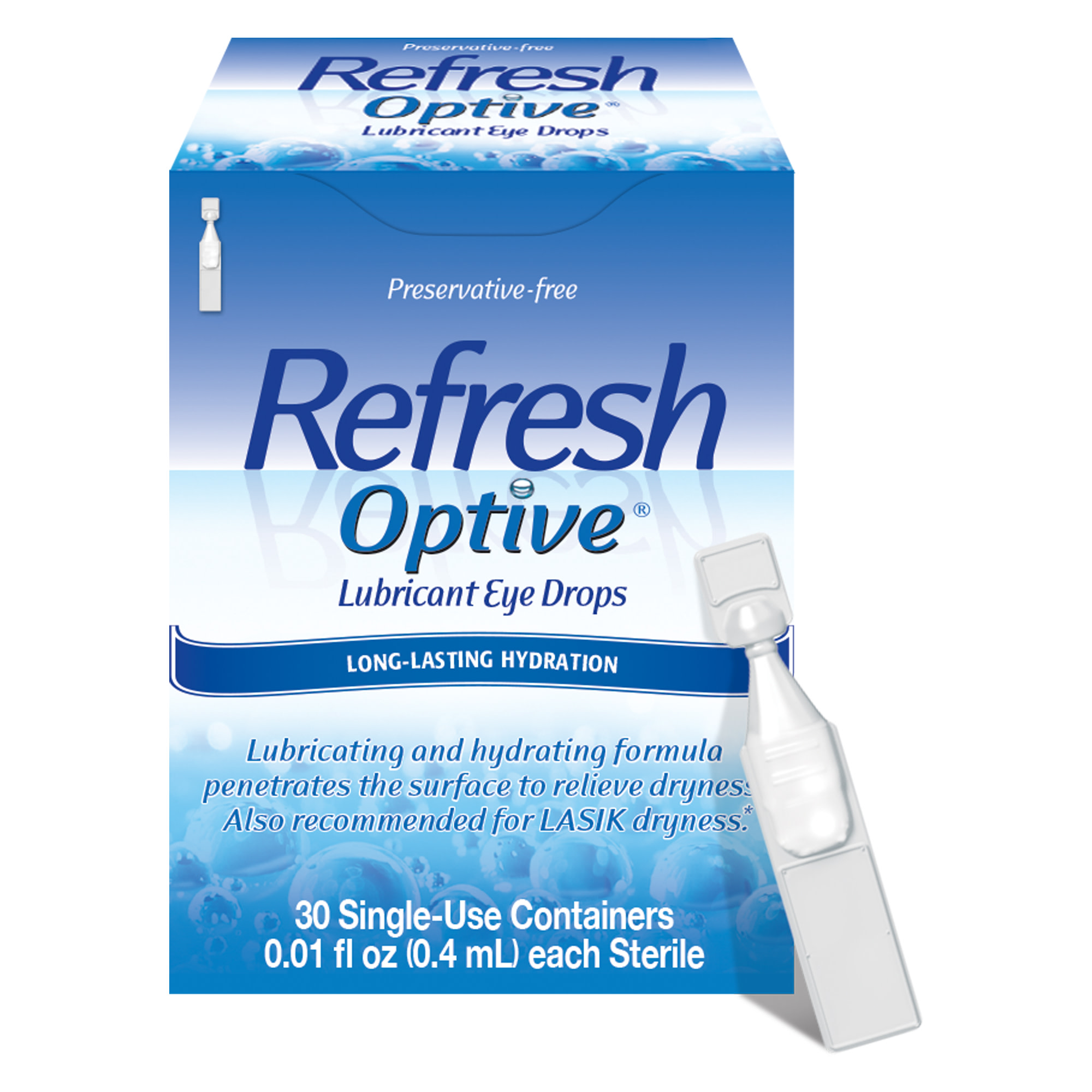 Refresh Optive Lubricant Eye Drops Preservative-Free Tears, 0.4 ml, 30 Count - image 1 of 15