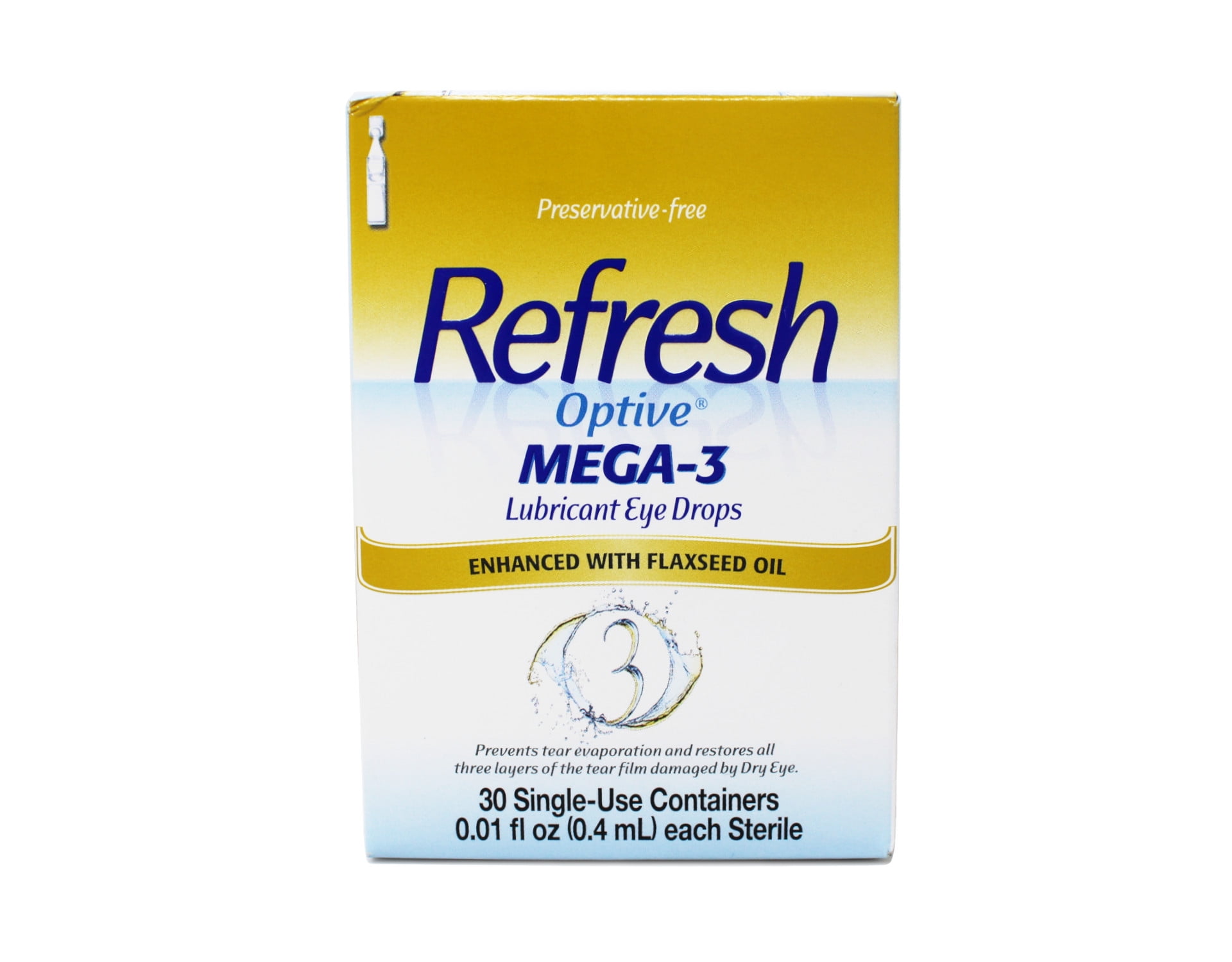 Refresh optive mega 3 lubricant eye drops 0 01 fl oz 0 4ml walmart