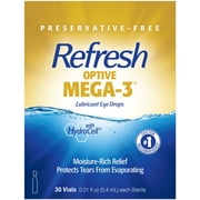 Refresh Optive Mega-3 Lubricant Eye Drops Non-Preserved Tears, 30 Single-Use Containers, 0.01 Oz 0.4 Ml, 4-Pack
