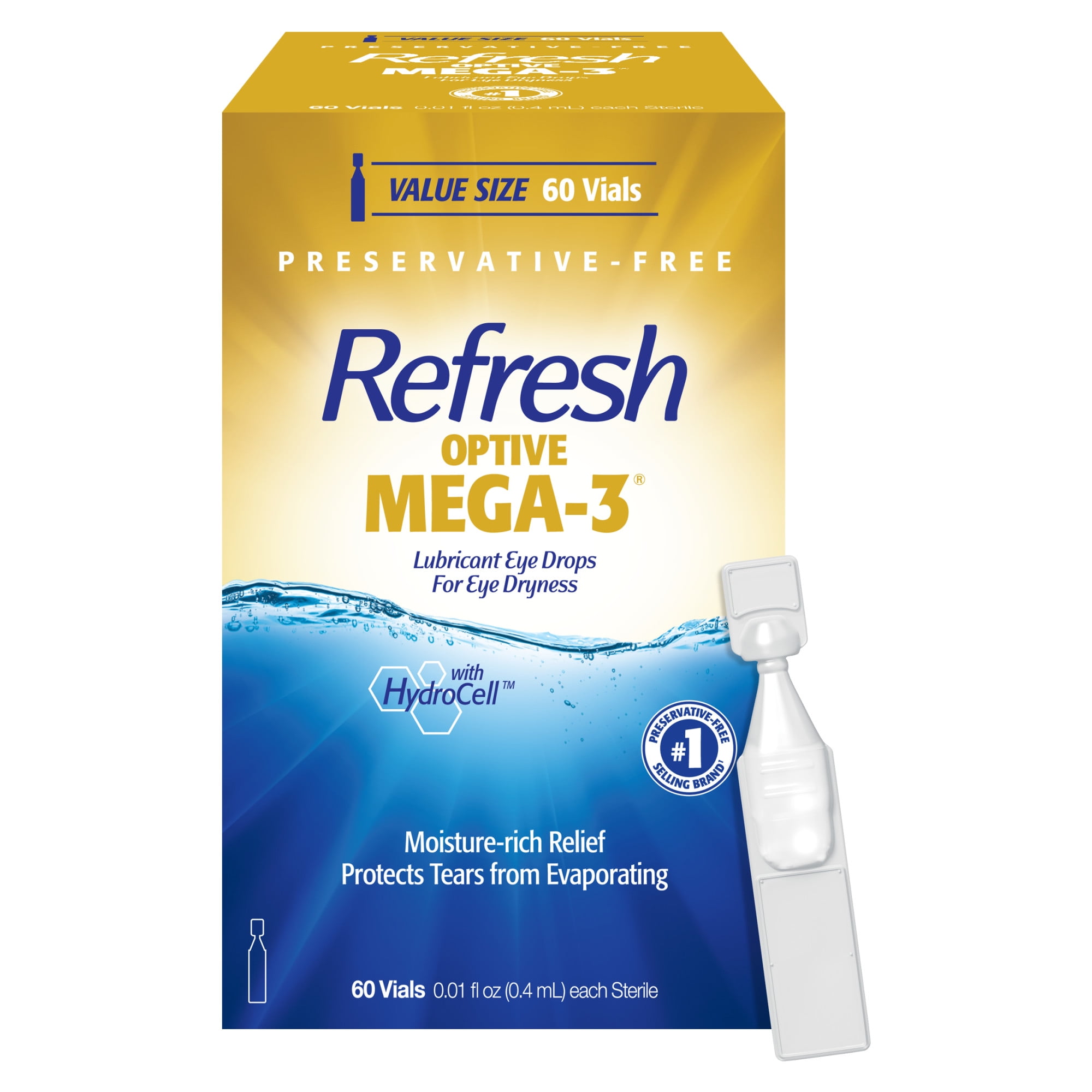 Refresh optive mega 3 lubricant eye drops preservative free artificial