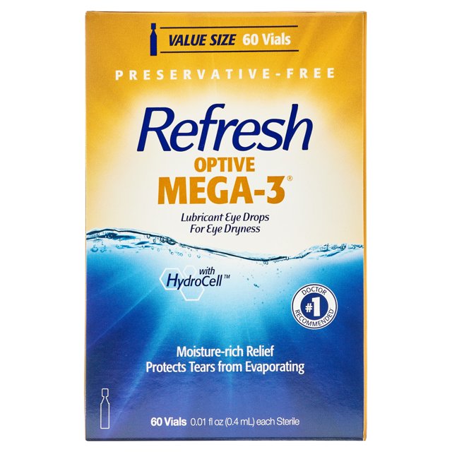 Refresh Optive Mega3 Lubricant Eye Drops PreservativeFree Tears, 0.4