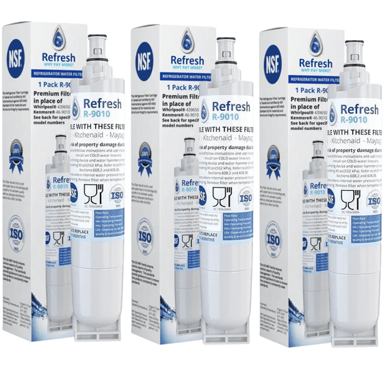 Refresh R-9010 Replacement Refrigerator Water & Ice Filter, 3-pack