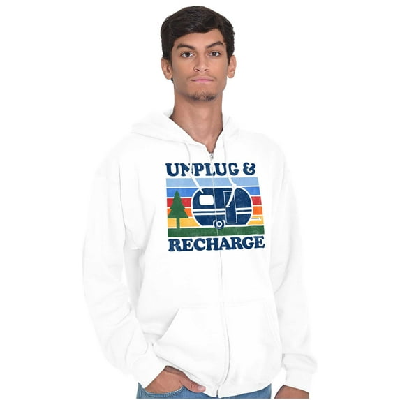 Refresh Recharge Outdoors Camp Lover Unisex Fleece Graphic Zip Up Hoodie Brisco Brands 3X