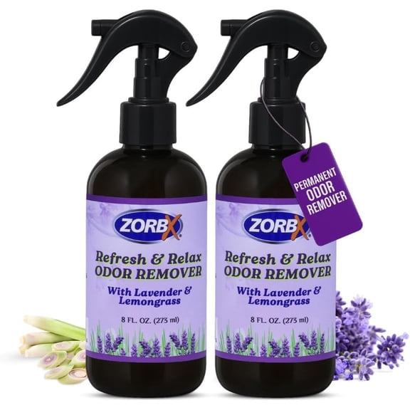Refresh & Relax Odor Remover Spray with Lavender & Lemongrass 8 Oz (Pack of 2) Permanent Solution Room Freshener & Air Freshener Spray for Home, Bathroom, Furniture, Carpet, Car, Gym & Laundry