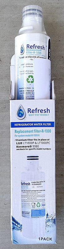 Refresh Replacement Refrigerator Water Filter for LG LT1000P, LT1000PC, LT1000PC, MDJ64844601, ADQ74793501, ADQ74793502 and Kenmore 46-9980, 9980 (2 Pack)