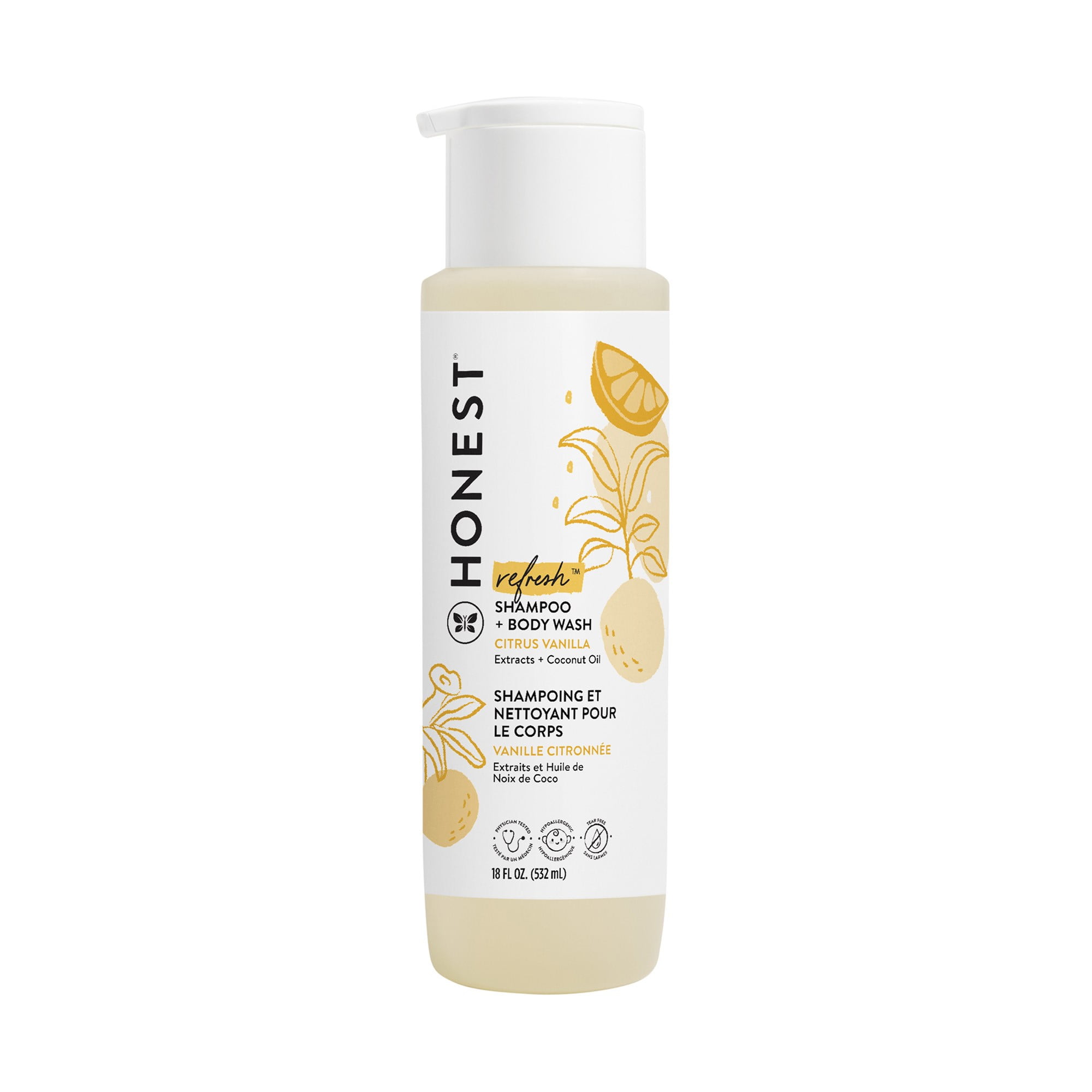 The Honest Company Shampoo + Body Wash, Citrus Vanilla, Refresh, 18.0 Fl. Oz.