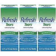 Refresh Tears Lubricant Eye Drops, 0.5 fl oz,15mL each Sterile- Value 3 Pack