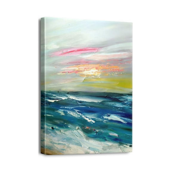 Refresh Walls - 12x16 inch Abstract Blue Ocean Canvas Print for Modern Sea Lake Themed Home Decor