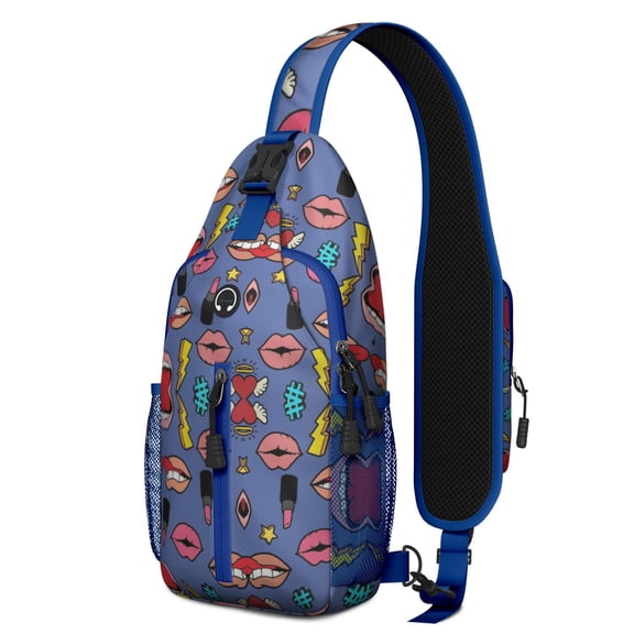 Refresh Watermelon Sling Backpack with Cute Tropical Fruit and Sunshine Design – Durable Polyester Crossbody Bag with Adjustable Strap, Anti-Theft Pocket, Mesh Side Storage, Perfect for Su