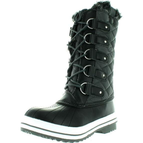 Refresh Wind-02 Women's Lace Up Waterproof Quilted Mid Calf Weather Snow Boots