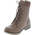 thumbnail image 1 of Refresh Womens Wynne-06 Combat Flat Style Lace Up Back Zipper Mid-Calf Bootie, 1 of 7