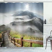 Refresh Your Bathroom with a Serene Misty Mountain Shower Curtain - Nature's Tranquility at Your Fingertips