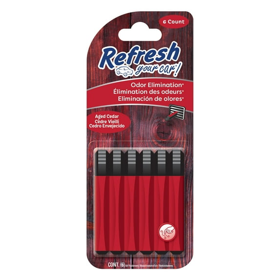 Refresh Your Car! Aged Cedar Car Air Freshener Vent Stick, 6 Pack