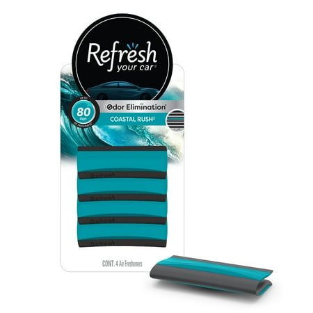 Refresh Your Car Air Freshener Contour Vent Sticks, Coastal Rush Scent, 4 Pack