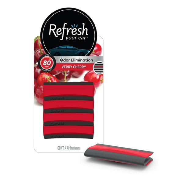 Refresh Your Car Air Freshener Contour Vent Sticks, Very Cherry Scent, 4 Pack