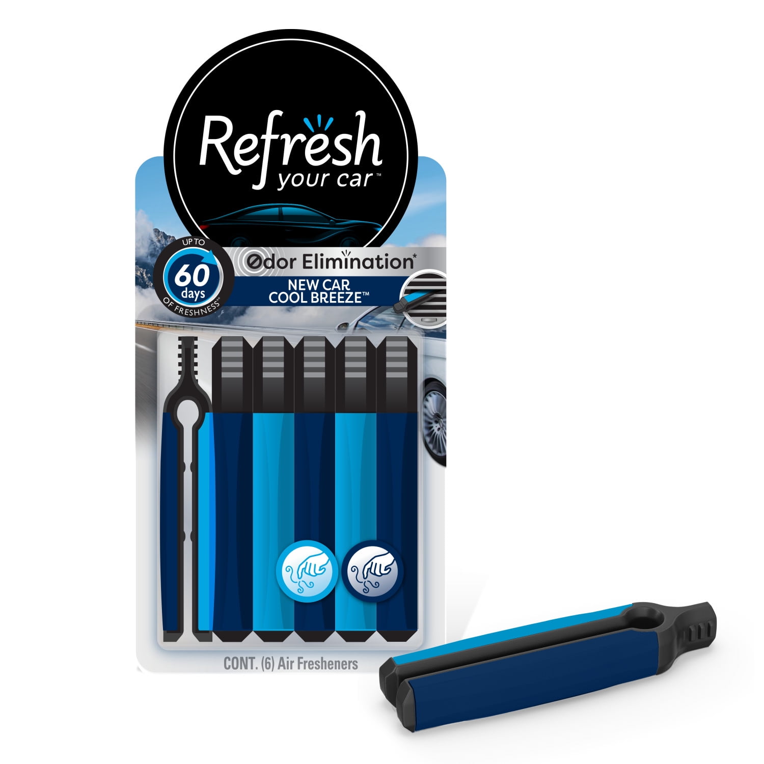 Refresh Your Car! Air Freshener, New Car/Cool Breeze, 6 Pack 