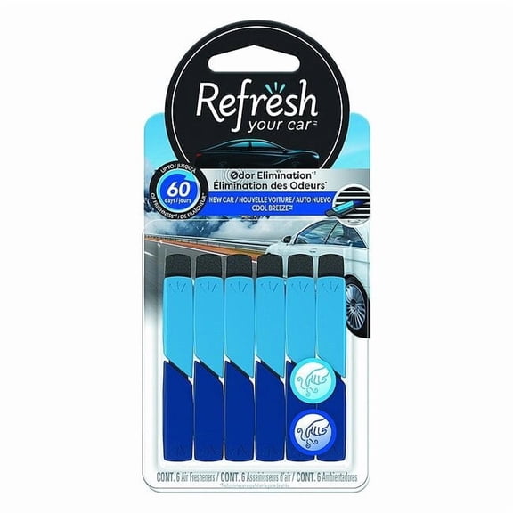 Refresh Your Car! Air Freshener, New Car/Cool Breeze, 6 Pack