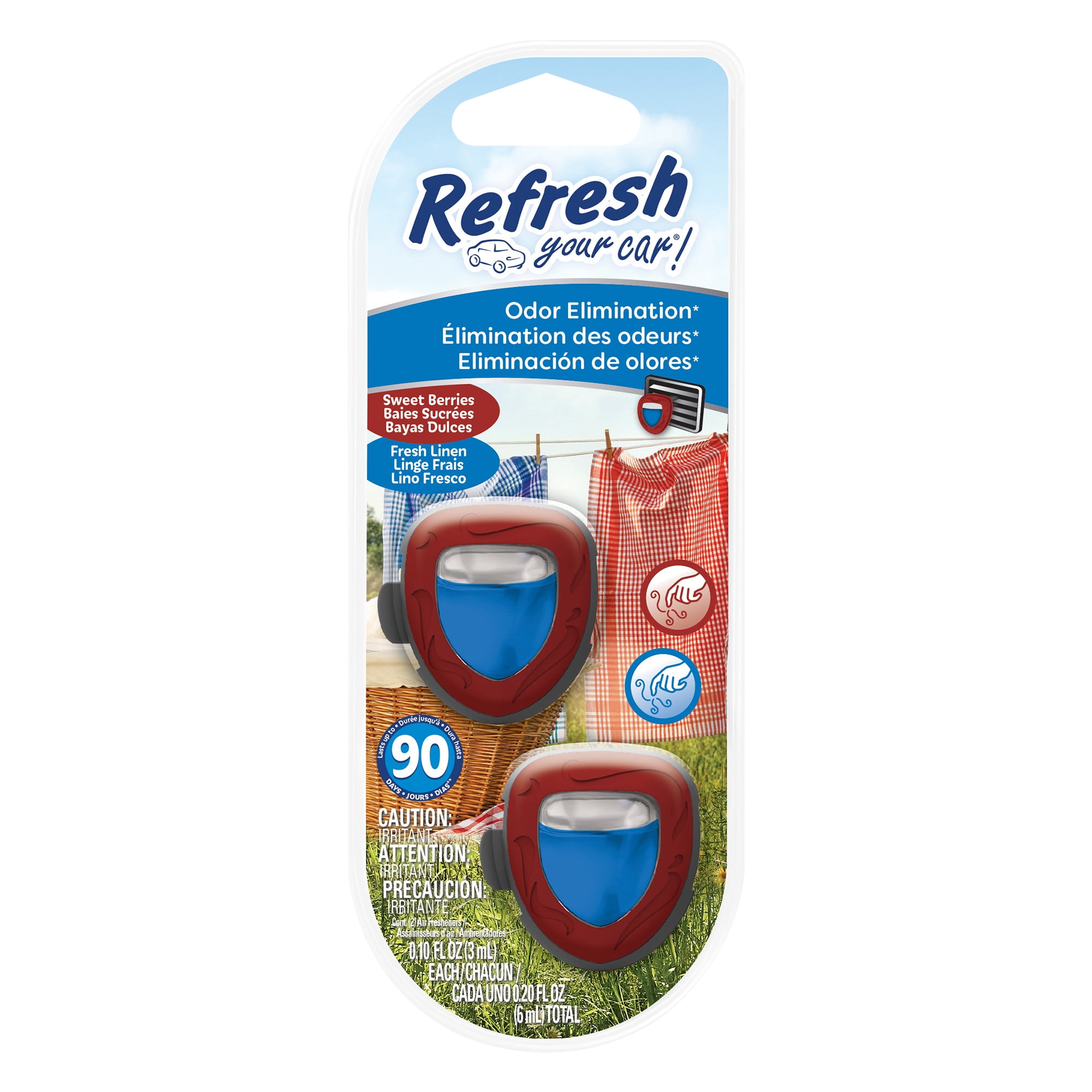 Refresh Your Car! Berry & Linen Mini Diffuser Car Air Freshener - 2 Count