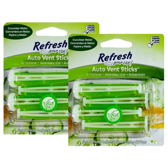 Refresh Your Car! Car Air Fresheners Vent Sticks, Odor Eliminator for Car Vent Air Freshener, Cucumber Melon, 2 Packs