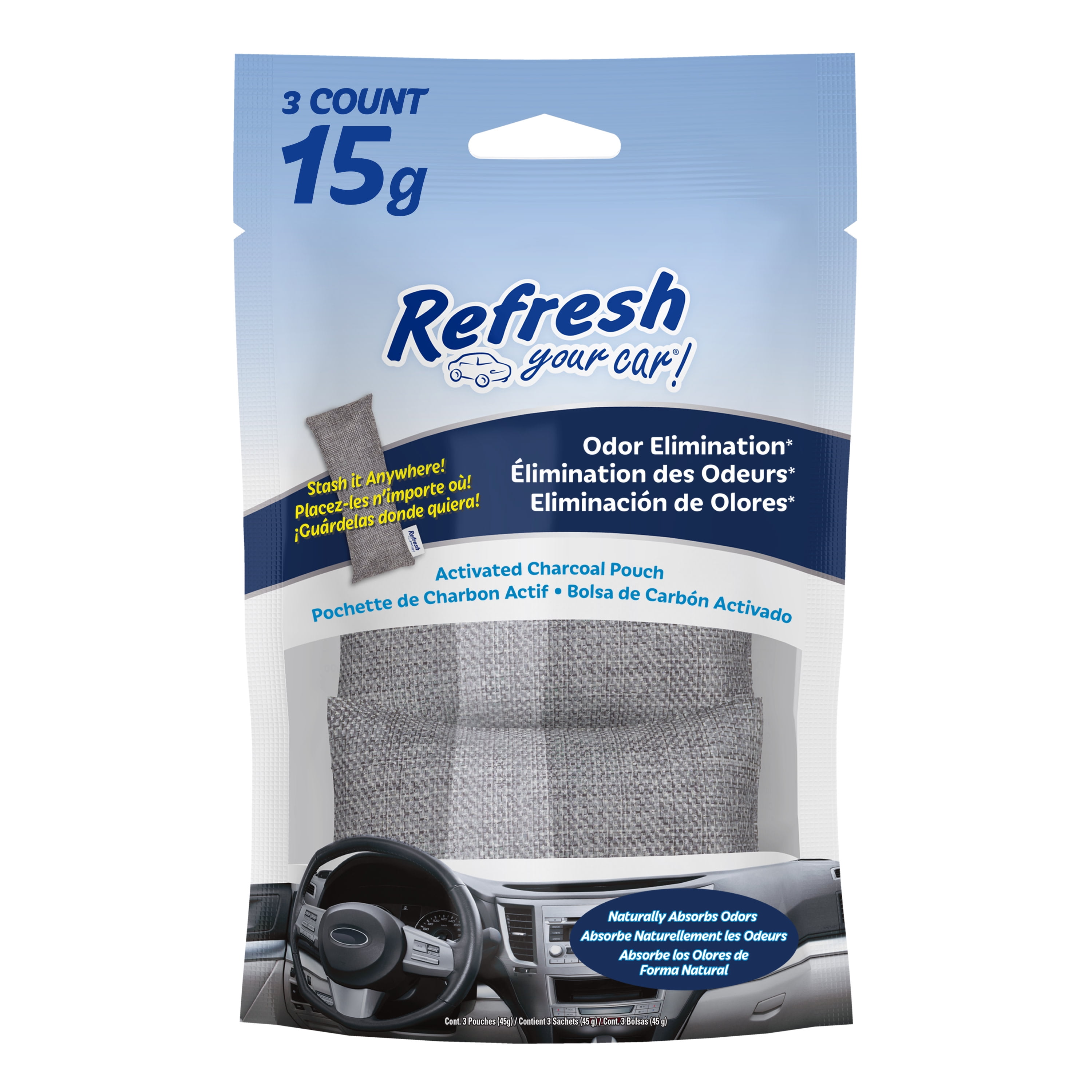 Refresh Your Car Charcoal Bag Air Freshener, 3 Count