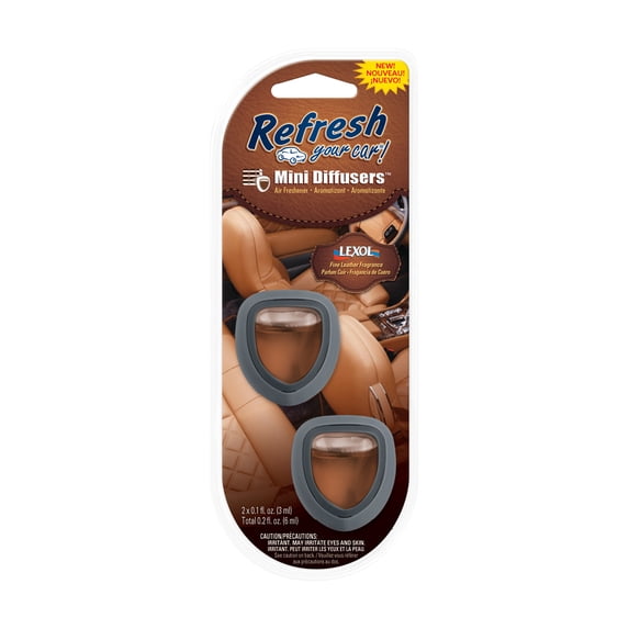 Refresh Your Car! Diffuser Air Freshener (Lexol Leather Scent, 2 Pack)