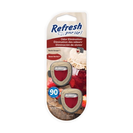 Refresh Your Car! Diffuser Air Freshener (Rustic Escape / Sweet Berries Scent, 2 Pack)
