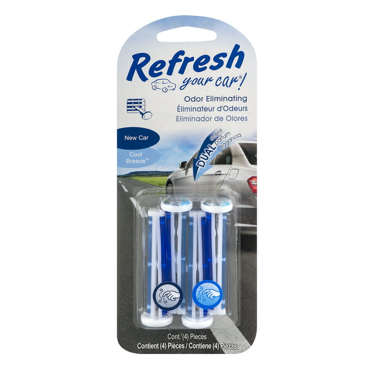 Refresh Your Car Auto Vent Sticks, New Car/Cool Breeze - 4 pieces