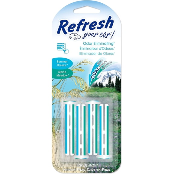 Refresh Your Car! E300888902 Dual Scent Vent Stick, Alpine Meadow and Summer Breeze, 4 Per Pack