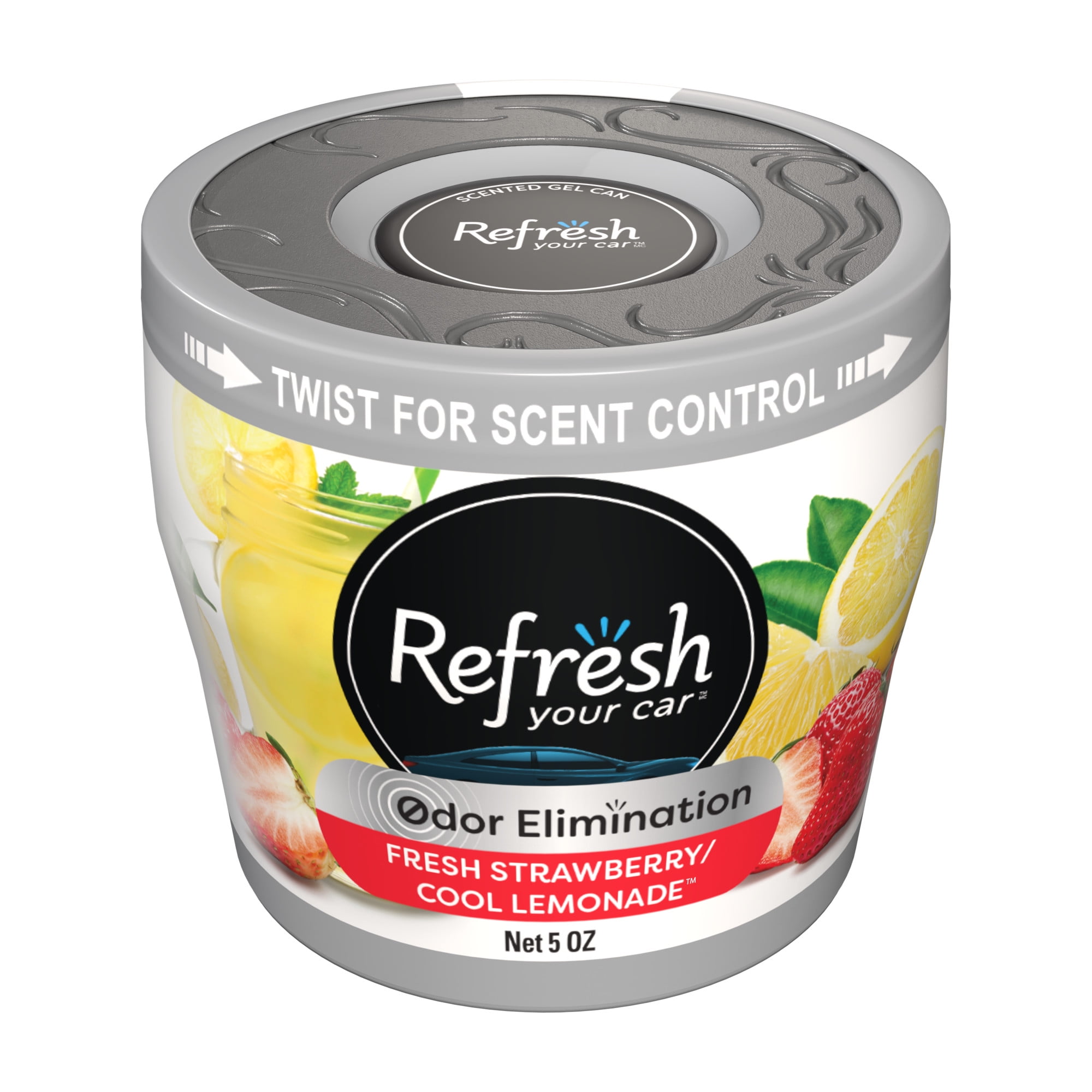 Refresh Your Car! Gel Can (Fresh Strawberry/Cool Lemonade Scent, 5 oz)