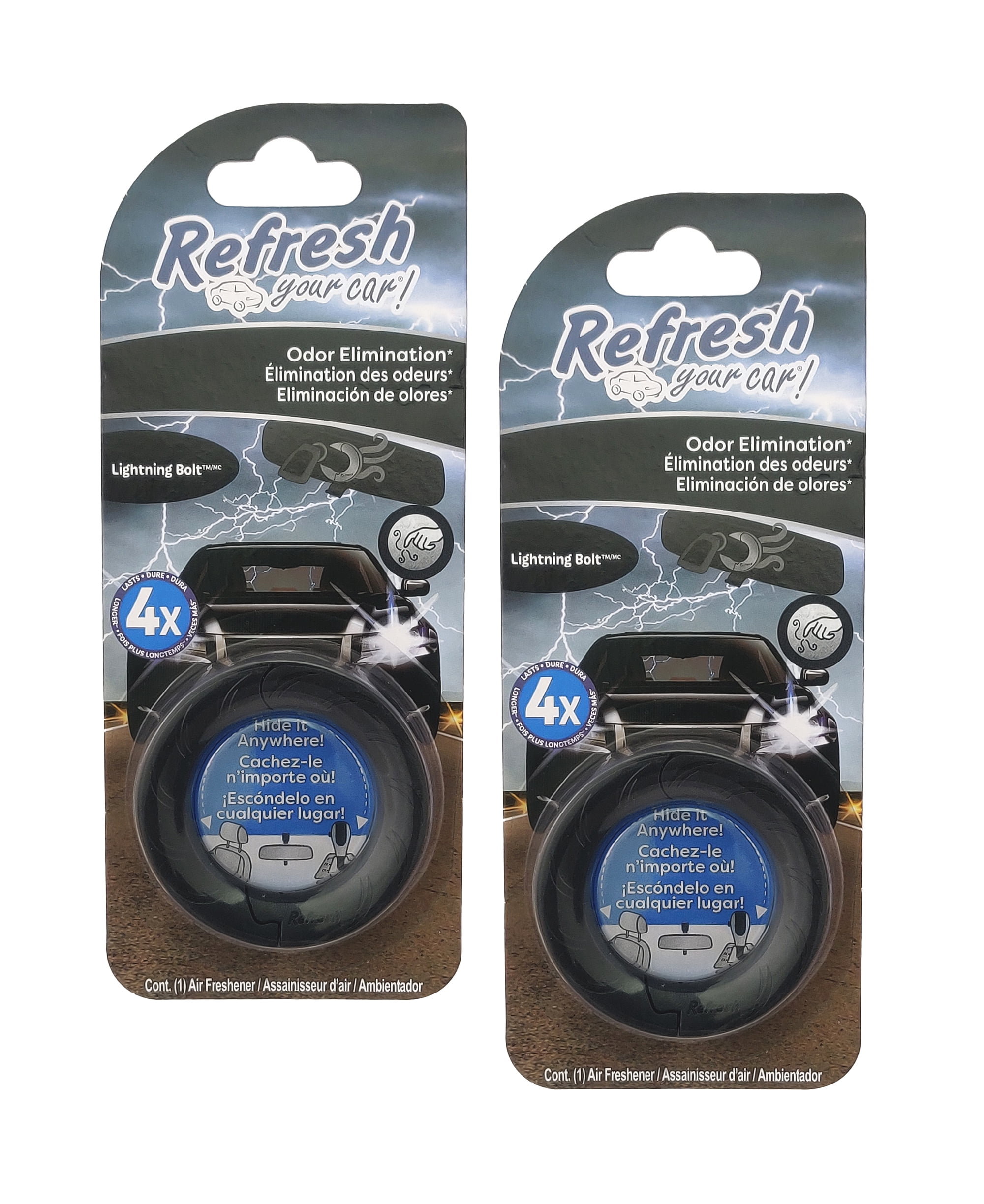 Refresh Your Car Lightning Bolt Discrete Odor Eliminating Ring, 2 Packs