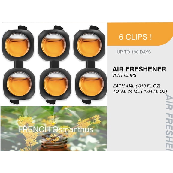 Refresh Your Car! Mini Diffuser Air Freshener 6 Vent Clips, 4ml Each, Delivering UP TO 150 DAYS