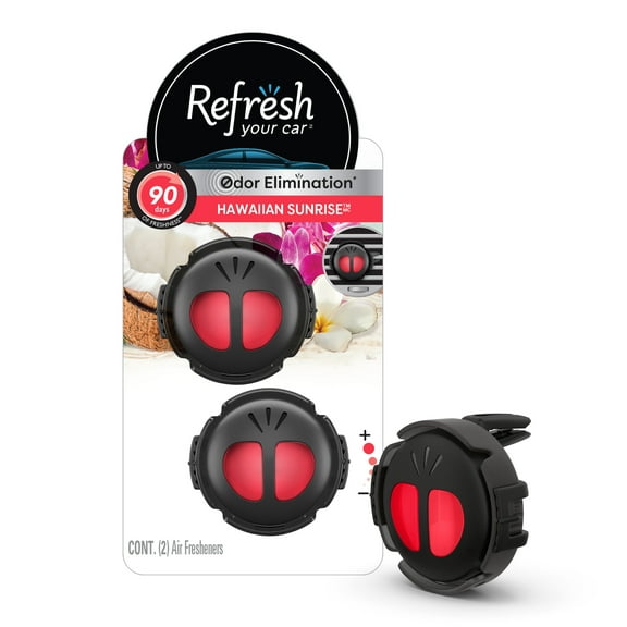 Refresh Your Car! Mini Diffuser Air Freshener (Hawaiian Sunrise Scent, 2 Pack)