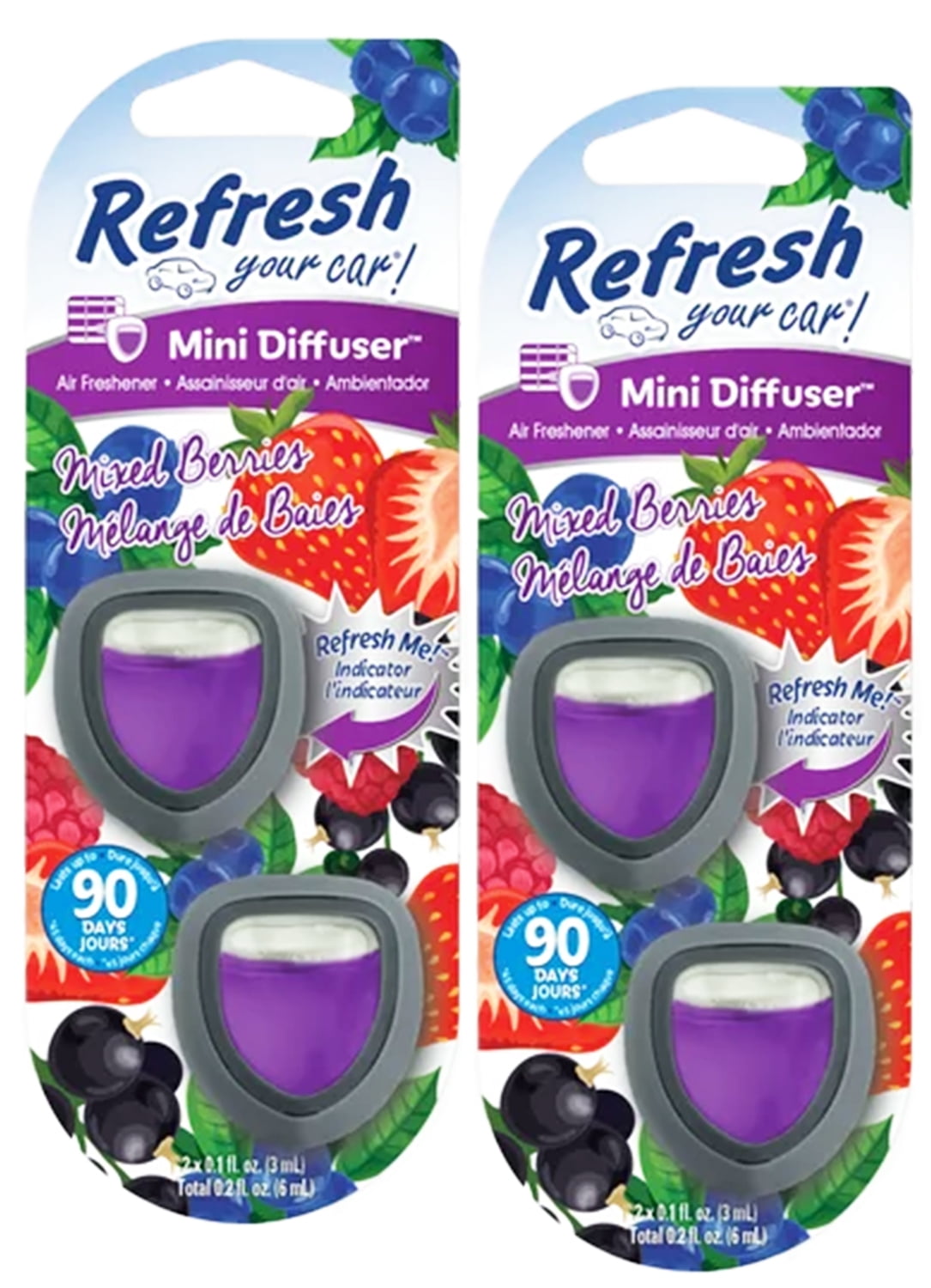 Refresh Your Car! Mini Diffuser - Car Air Fresheners Vent Clips: The Best Car Freshener for a Refreshing Drive! Mixed Berries, 2 Packs