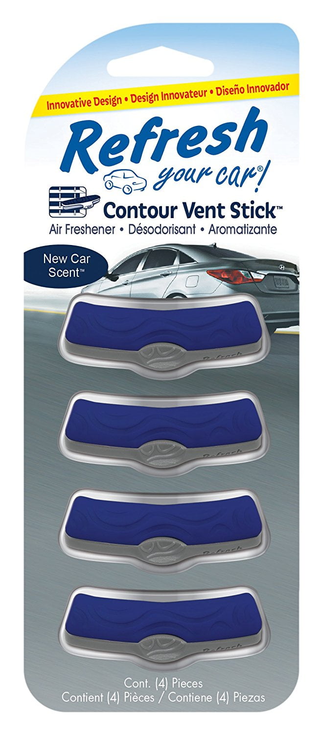 Refresh Your Car New Car Scent Contour Vent Stick Air Freshener: 4 Pack, RVR205-4AME