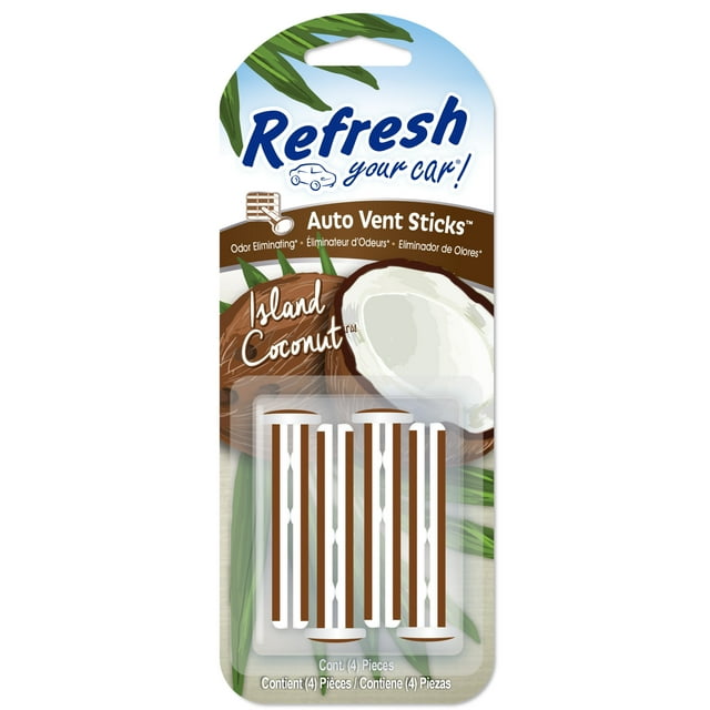 Refresh Your Car! Vent Air Freshener (Island Coconut Scent, 4 Pack