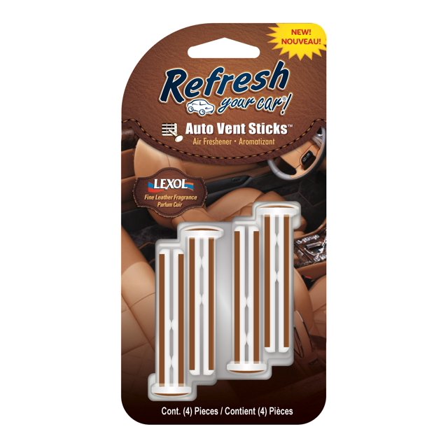 Refresh Your Car! Vent Stick Lexol Leather Scent, 4pk