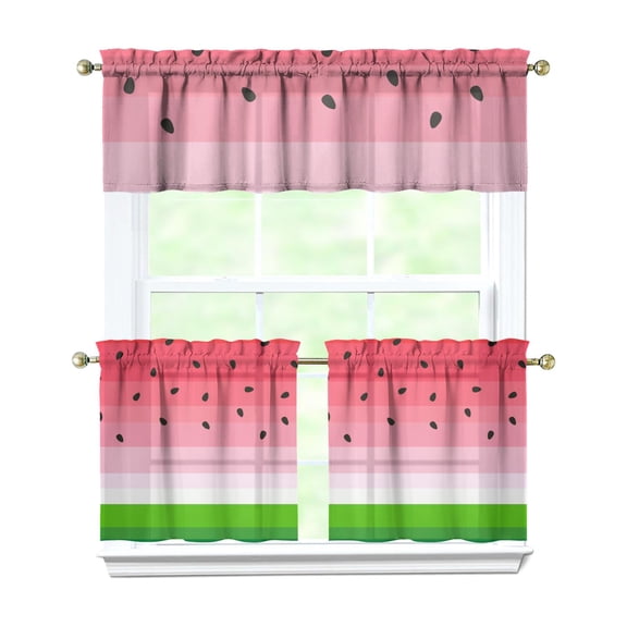 Refresh Your Kitchen with 3-Pack Watermelon Curtains - Sunshine & Beach Inspired Geometric Print Rod Pocket Window Panels