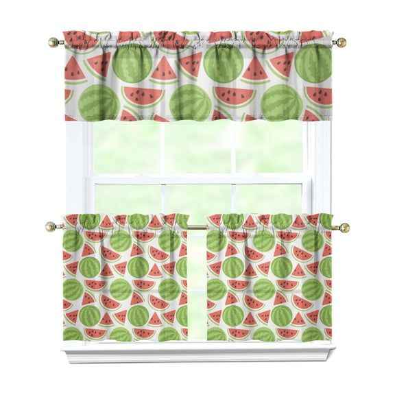 Refresh Your Kitchen with 3-Pack Watermelon Curtains - Sunshine & Beach Inspired Geometric Print Rod Pocket Window Panels
