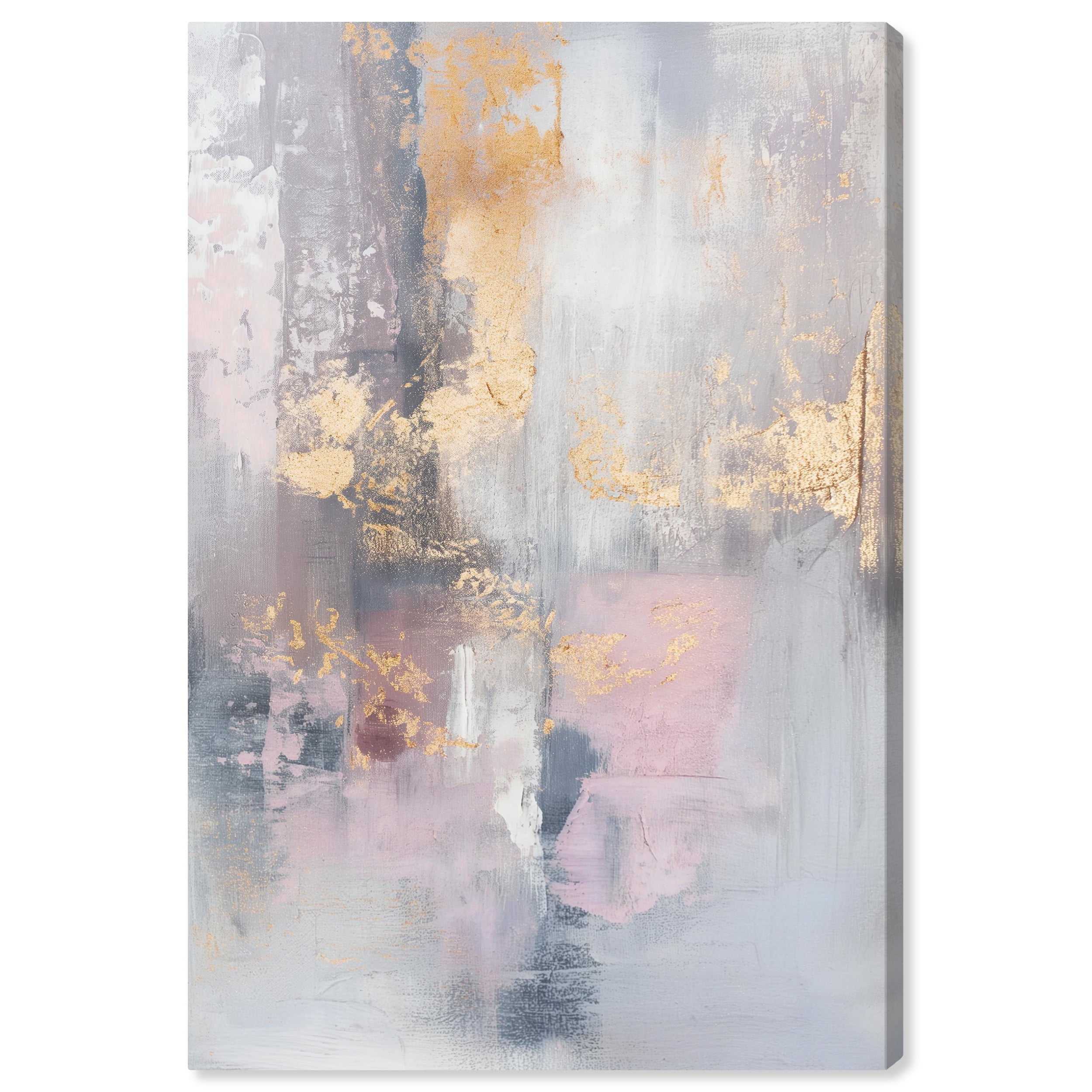Elegant Gold and Pink Abstract Canvas Wall Art, 16" x 24"