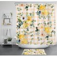 thumbnail image 1 of Refreshing Botanical Shower Curtain with Eucalyptus Leaf and Yellow Floral Design, 1 of 5