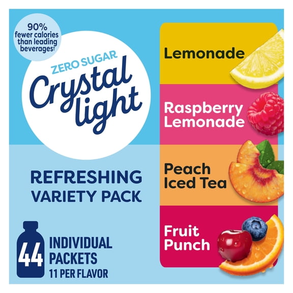Refreshing Drink Mix Variety Pack 44 Packets For Convenient Hydration Lemonade Raspberry Peach Ic...